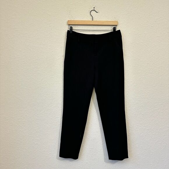 ALICE + OLIVIA Employed Straight Leg Trouser Pants Flat Front in Black - Picture 1 of 15